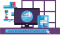 office desk with proposal Benchmarker logo on the computer screen